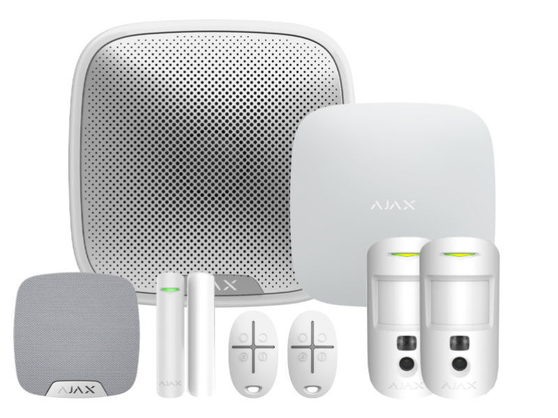 AJAX Kit 1 Cam - House c/w Keyfobs (White)